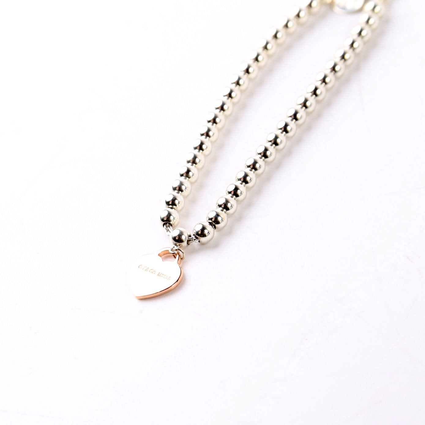 Bracelet: Please Return To Mini Heart Bead Chain 925/Metal